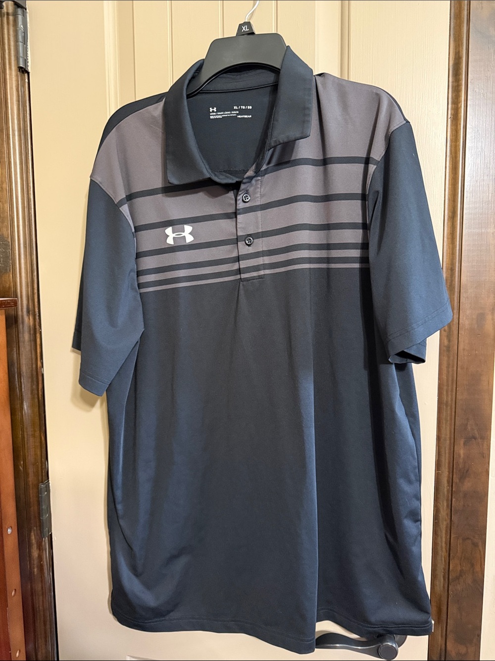 Under Armour Men’s Black & Gray Striped Performance Polo